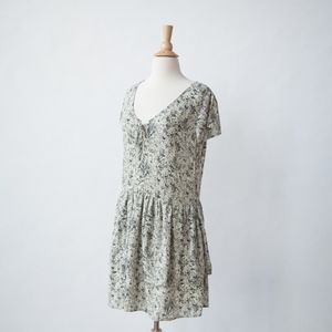 Treasure & Bond Boho Floral Peasant Dress with Tie Front